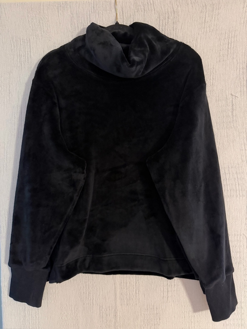 Athleta Double Cozy Karma Funnel Neck Pullover Plush Black Women's Top XL